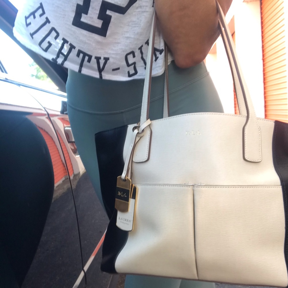 NWT RARE LAUREN RALPH LAUREN IVORY CREAM LEATHER